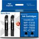 Remanufactured for 812XL Black Ink Cartridges Replacement for Epson 812 Ink Cartridges Work with Workforce Pro WF-7840 WF-7820 WF-7310 EC-C7000 Printer Workforce Pro 7840 7310 Ink High Yield (2 Pack)
