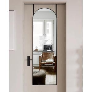 Full Length Arched Mirror, 14'' x 48'', Hanging/Leaning, Home Decor, Black