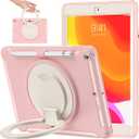 BATYUE iPad 9th/8th/7th Generation Case (iPad 10.2 Case 2021/2020/2019) with Screen Protector, Heavy Duty Case with Rotating Kickstand, Pencil Holder, Auto Wake/Sleep, Shockproof Cover for iPad 9th/8th/7th Generation (iPad 10.2 Case 2021/2020/2019)