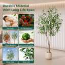 6FT Faux Olive Tree with Decorative Planter, Olive Trees Artificial Indoor with Textured Trunk, Silk Leaves and Olive Fruits, Fake Plants for Living Room, Entryway and Office Decor