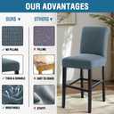 H.VERSAILTEX 100% Waterproof Barstool Covers Slipcovers Washable Counter Stool Pub Chair Slipcover for Dining Room Removable Jacquard Crizzle Pattern Height Stool Seat Covers Set of 4, Stone Blue