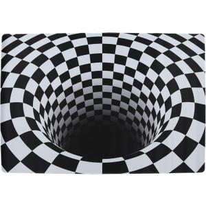 3D Optical Illusion Rug - Vortex Illusion Floor Mat for Door Entrance, Bathroom, Stairs, playroom, Living Room, or Area (Black and White, 60 x 40 Inch)