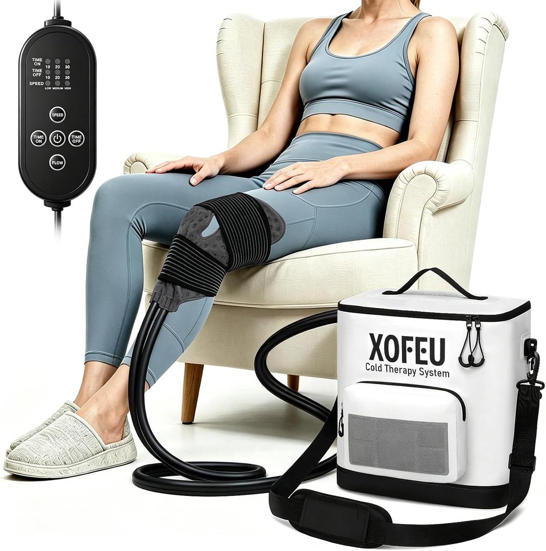 Ice Machine for Knee After Surgery, Program Timer Cold Therapy for Knee Replacement, FSA Eligible HSA, 19Qt Portable Cryotherapy System for Recovery, Quiet Working, Pain Relief, Reduce Swelling
