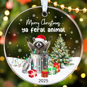 2 x HEXMOZ Raccoon Christmas Ornament 2025 - Funny Raccoon Gifts for Friends Men Women Racoon Lovers - Animal Gag Gift Ideas, White Elephant Gift Exchange -Christmas Ornaments for Holiday Tree Decoration