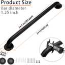 Shower Grab Bar, 2 Pack 24 Inch Black Bathroom Grab Bar, 1.25" Diameter 304 Stainless Steel Anti-Slip Grab Bars for Bathtubs and Showers, Handicap Shower Grab Bar for Seniors Elderly