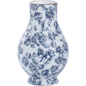 9in Blue and White Chinoiserie vase - Vintage Ceramic Flower vase with Antique Design, Perfect for centerpieces or Kitchen Accents.Chinoiserie Porcelain Decor