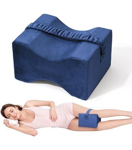 UJPFEO Knee Pillow for Side Sleepers, Leg Pillow for Sciatica, Back, HIPS, Knees, Joints Pain Relief, Pillows for Between Legs While Sleeping Spine Alignment Support & Relieves Pain, Navy