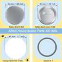 300 Sets 1.25 inch Button Maker Supplies, 32mm Button Supplies Blank Badge Parts Includes Metal Covers, Metal Backs& Clear Film, Round Badge Blank Buttons Pins，Compatible with Button Maker Machine