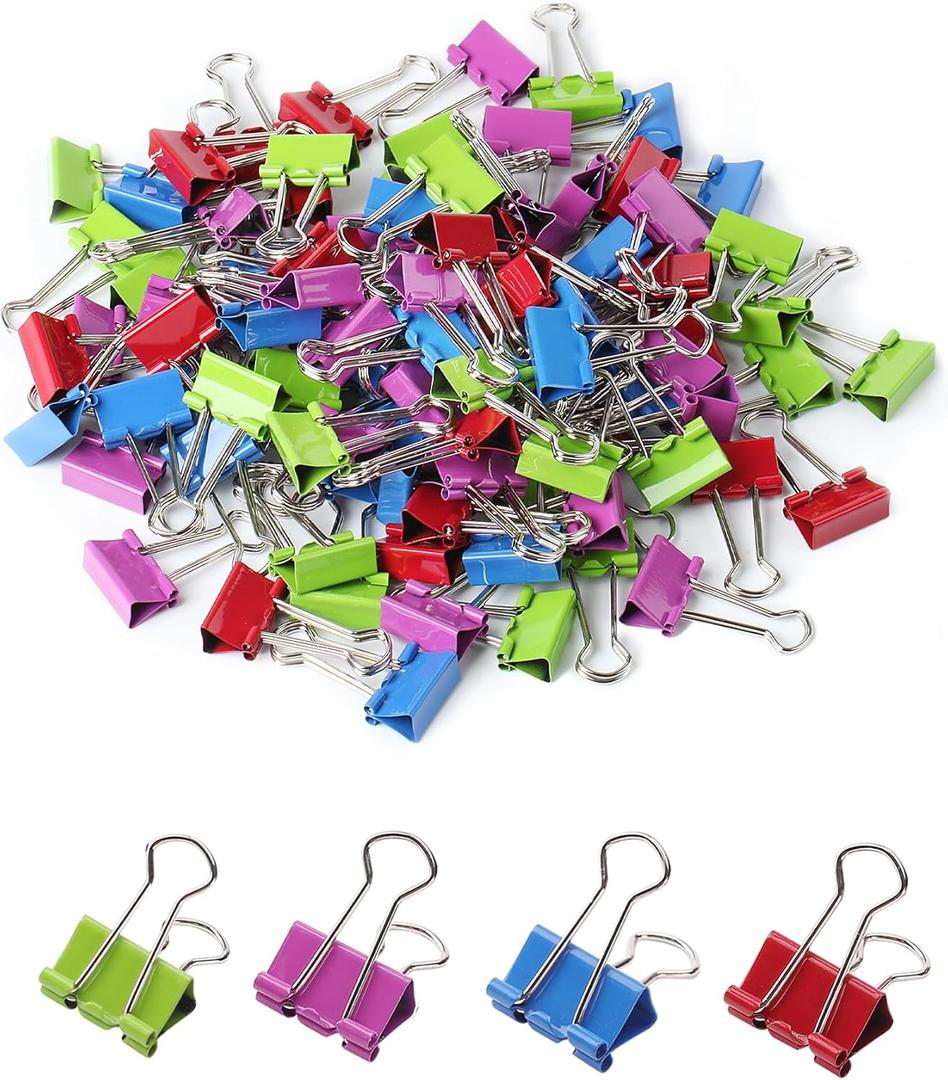 Mr. Pen- Binder Clips, 100 pcs, 0.75", Small Size, Colored Binder Paper Clips, Bulk Paper Clamps for Office Supplies, Home, School, Business, Document Organizing
