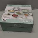 COOK WITH COLOR Mixing Bowls with Lids - 12 Piece Plastic Nesting Bowls Set includes 6 Prep Bowls and 6 Lids, Microwave Safe Mixing Bowl Set, Mint Embossed