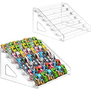 1-Pack Clear 7 - Tier Acrylic Toy Car Display Shelf  Holds 60+ 1:64 Scale Toy Cars, Desktop, or Freestanding Organizer for Collectors