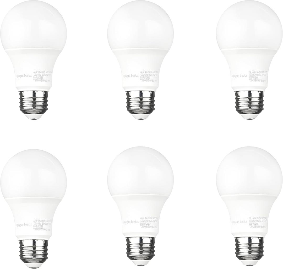 A19 Dusk to Dawn Sensor LED Outdoor Light Bulb, 60W Equivalent, Energy-Efficient 9W, Soft White 2700K, E26 Base, 10,000 Hours, 6-Count