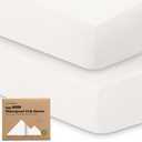2-Pack Waterproof Baby Crib Sheets for Boys, Girls - 52x28 Viscose Derived from Bamboo Toddler Bed Sheet Neutral, Fitted Crib Mattress Protector Cover for Baby Bedding, Soft & Gentle (Soft White)