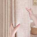 Awellife Beige Linen Style Shower Curtain Set with 12 Durable Hooks - Textured Fabric Heavy Cloth Shower Curtains for Bathroom 72 x 78 Inch