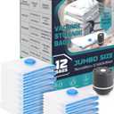 Jumbo Vacuum Sealed Bags 12 Pack - Space Saver Compression Bags for Travel with 1 Electric Pump