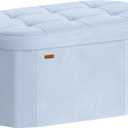 SONGMICS Folding Ottoman with Storage, Oval Bench, Velvet Fabric, 15"D x 30"W x 15"H