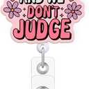 6 x Celokiy We Listen and We Don't Judge Inspirational Badge Reel Pink Heart & Floral Retractable ID Card Holder for Nurses and Healthcare Workers