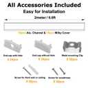 hunhun 10-Pack 6.6ft/ 2Meter U Shape LED Aluminum Channel System with Milky Cover, End Caps and Mounting Clips, Aluminum Profile for LED Strip Light Installations, Very Easy Installation