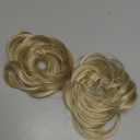 CJL HAIR 2PCs Small Cute Messy Bun Hair Piece for Thin Hair Women Mini Synthetic Curly Bun Scrunchies Updo Hairpieces Dirty Blonde