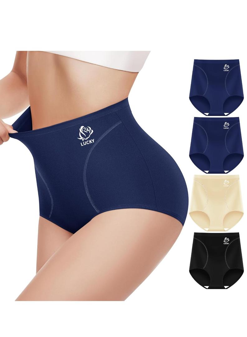 Women's Underwear 4 Pack Tummy Control High Waisted Ladies Panties Postpartum Compression Briefs Full Coverage, Medium