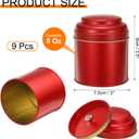 uxcell 9 Pcs Tea Tins Canister with Airtight Double Lids, 8 Fluid Oz Small Round Tin Can Box, Kitchen Canister Containers for Loose Tea Coffee Candy Spices, Red