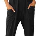 LILBETTER Women's Loose Casual V Neck Sleeveless Jumpsuits Adjustable Spaghetti Straps Long Pants Overalls With Pockets (XX-Large, Black)