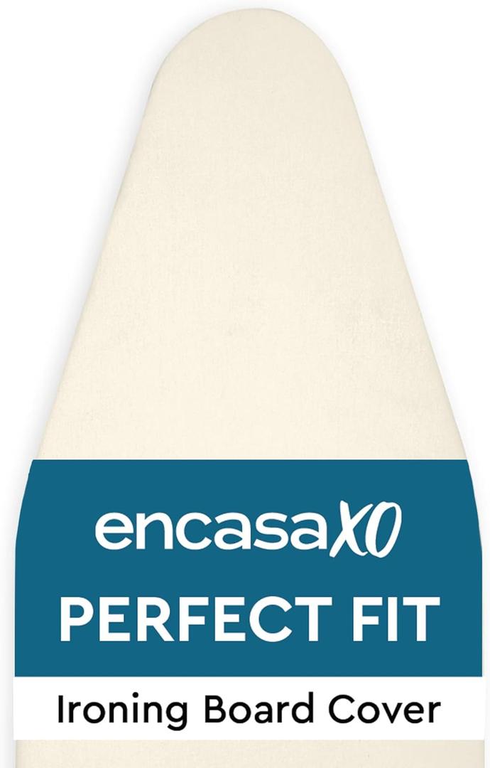 Encasa XO Ironing Board Cover and Pad 42"x 14" - 4mm Felt Medium Iron Board Cover with Padding - Heat Resistant, Stain-Safe Dye, Non Slip Elastic Bungee Cord Tightening Iron Table Cover Natural