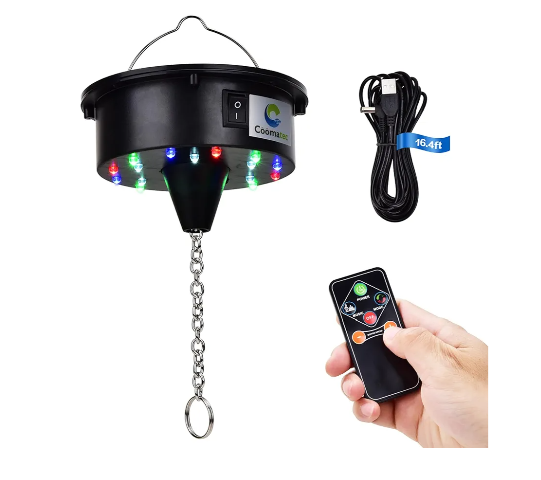 Rotating Disco Ball Motor Light, 6-12RPM Adjustable Speed Disco Ball Spinner Light 18LEDs for 8~24'' Large Heavy Duty Mirror Motor,Wedding Birthday DJ Party Decor