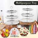 Zubebe 6 Pcs Dessert Table Display Set 2 Stainless Steel Cupcake Stand 3 Tier Cake Holder 3 Rectangle Serving Tray 1 Round Cake Tray Tiered Candy Cupcake Tower for Party Wedding Birthday (Silver)