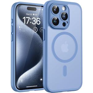 TOCOL for Phone 15 Pro Case, Compatible with Magsafe Charger, Full Camera Protection, Drop Protection, Translucent Matte Phone Case for iPhone 15 Pro 6.1 inch (Light Blue)