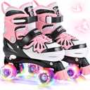NEMONE Mermaid 4 Size Adjustable Light up Roller Skates for Girls, Purple Blue Skates for Toddlers, Beginner Kids Butterfly Roller Skates Indoor Outdoor