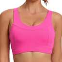 RUNNING GIRL High Impact Sports Bras for Women,Racerback Running Bra Workout Crop Tank Tops Longline Sports Bra Push up (Large, D-Hot Pink)
