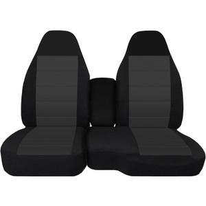 ESMING 60/40 Front Split Bench Seat Covers Fit for Chevy Colorado GMC Canyon 2004 2005 2006 2007 2008 2009 2010 2011 2012 with Console Armrest Truck Seat Cover-Black