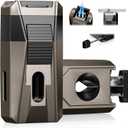 All-in-one Torch Lighter with Built-in Cutter, Holder, Draw Enhancer Tool, Dual Jet Flames Adjustable, Gifts for Men, Multifunctional Accessories, Refillable Butane Lighters for Travel, Outdoors (Coffee Gray)