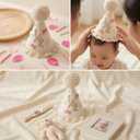 Bow Half Birthday Hat for Girls Boho 1/2 Birthday Crown, Baby Girl Pink Party Hat, Half Way to One Bday Decorations, Cake Smash Outfit
