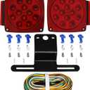 12V Red Led Square Submersible Trailer Lights, Turn Signal License Brake Tail Light Kit for Under 80 Inch Boat Camper RV Trailers Shorelander Marine, IP68 Waterproof, DOT
