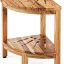 VEVOR 17" Teak Corner Shower Bench, 300 LBS Stool for Shaving Legs, Corner Bench with Storage Shelf for Inside & Outside Shower, for Bathroom