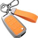 Key Fob Cover with Heavy-duty Keychain for Chevy Equinox Camaro Cruze Impala Malibu Sonic Terrain (Orange)