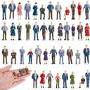 Juexica 50 Pcs 1: 75 Scale Mini People Figurines Model Trains Architectural Painted People Figures Tiny Plastic Miniature Figurines Sitting Standing Model for Miniature Scenes