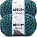 Bernat Blanket BB Dark Teal Yarn - 2 Pack of 300g/10.5 oz - 100% Polyester - #6 Super Bulky - 220 Yards - Knitting/Crochet