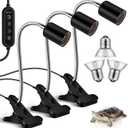 Hortsun 3 Set Timing Turtle Heat Lamp with Clamp Aquarium Turtle Tank Basking Light with Cycle Timer Dimmable 50w Uva Uvb Full Spectrum Sun Sunbathe Heat Bulb for Reptile Snake Aquarium Amphibian