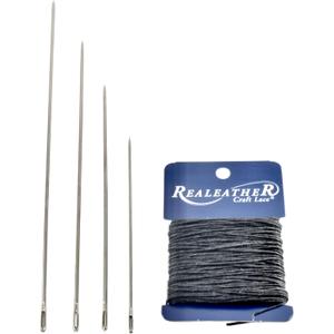 Unique Craft Upholstery Repair Tufting Needle and Thread Kit. 4 Heavy Duty Long Button Tufting Needles with 25 Yards Black Extra Strong 5-Cord Waxed Button Thread. UC-104