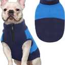 Queenmore Fleece Sweater for Dogs, Pet Vest Jacket Sweatshirt Winter Clothes for Boy Or Girl, Navy/Blue, S