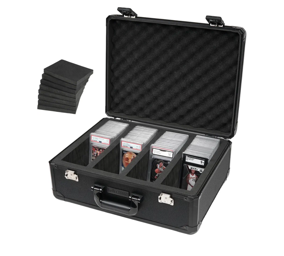 STUFFSTASH Graded Card Storage Case – Fits 180+ PSA, GMA, BGS, SGC Slabs – TSA Approved Combination Lock, Reinforced Corners, Removable Foam Dividers, Trading Card Collector Box
