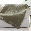 Olive Green Throw Blanket 50x60 Inches Throw Textured Solid Soft Sofa Couch Decorative Knit Blanket