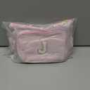 Personalized Initial Makeup Bag Set, 3pcs Monogram Makeup Bag with Large & Small Pouch and Waist Bag, Initial Makeup Bag Organizer for Travel, Luggage, Daily Use and Cute Gifts (J)