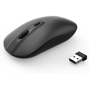 cimetech Wireless Computer Mouse, 2.4G Slim Cordless Mice Less Noise for Laptop Ergonomic Optical with Nano Receiver USB Mouse for Laptop, Deskbtop, Mac (BAT Black)