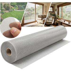 47 inch x 98 ft Stainless Steel Window Screen Mesh Roll Rust-Resistant DIY Replacement for Windows & Doors Heavy Duty Metal Screen Silver