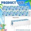 2 Pcs Cartoon Hawaii Tablecloths Tropical Palm Leaves Tablecloth Blue Hibiscus Birthday Party Table Runner 72 x 13 Inch Blue Table Covers for Birthday Party Supplies