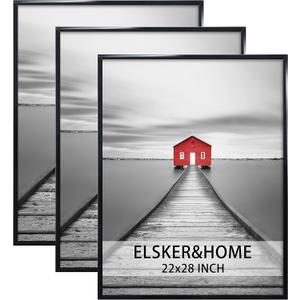 ELSKER&HOME 22x28 Frame, Poster Picture Frames 3 Pack Black for Horizontal or Vertical Wall Mounting, Sturdy and Scratch-proof